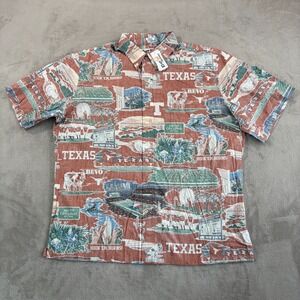 Reyn Spooner UNIVERSITY OF TEXAS Long Horns SCENIC Shirt Men Large Hawaiian NWT